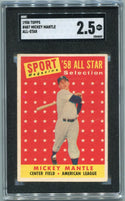 Mickey Mantle 1958 Topps All-Star #487 SGC Graded 2.5