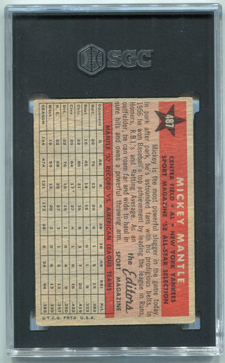 Mickey Mantle 1958 Topps All-Star #487 SGC Graded 2.5