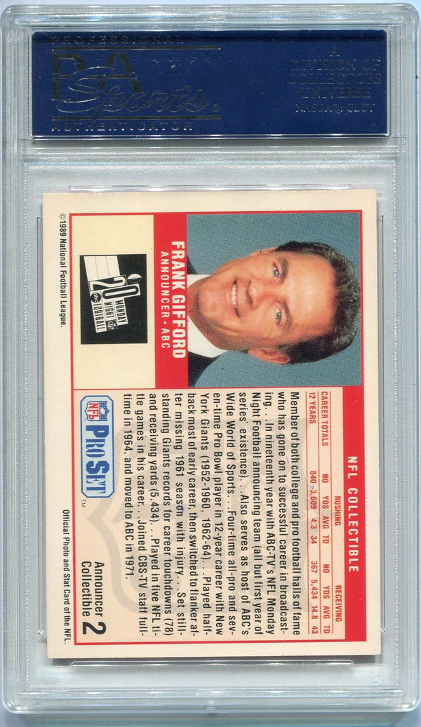 Frank Gifford 1989 Pro Set Autographed Card #2 PSA/DNA Authenticated