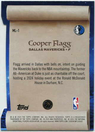Cooper Flagg 2025 - 2026 Topps Making The Nice List RC #ML-1