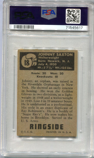 Johnny Saxton Topps Ringside  #18  PSA 5 Card