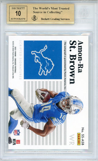 Amon-Ra St. Brown Autographed 2021 Panini Encased Scripted Signatures Rookie Card #SSASB (BGS)