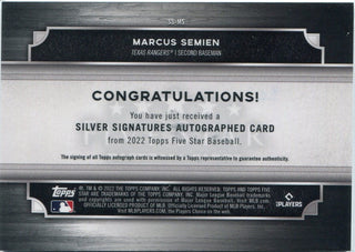 Marcus Semien 2022 Topps Five Star Silver Signatures Autographed Card #SS-MS 21/25