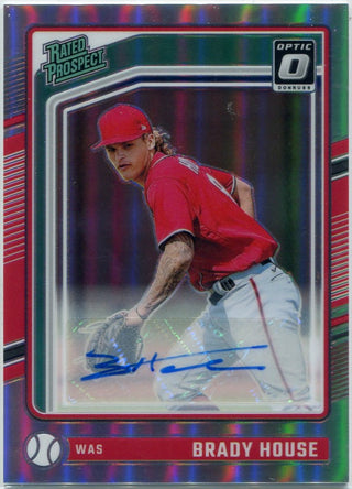 Brady House 2024 Panini Donruss Optic Rated Prospect Autographed Silver Prizm RC #188