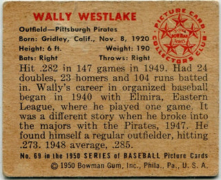 Wally Westlake 1950 Bowman Card #69