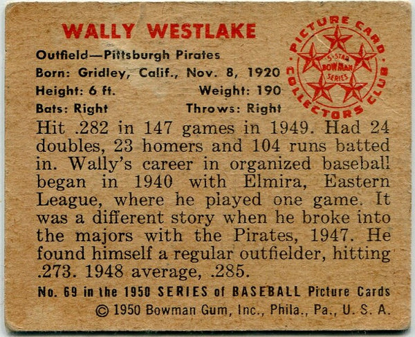 Wally Westlake 1950 Bowman Card #69