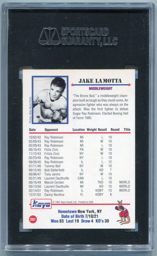 Jake LaMotta 1991 Kayo Autographed Card #201 SGC Authenticated