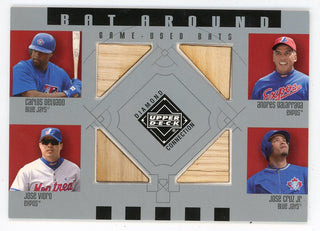Carlos Delgado, Andres Galarraga, Jose Vidro, Jose Cruz Jr. 2002 Upper Deck Quad Relic Game-Used Bat Card