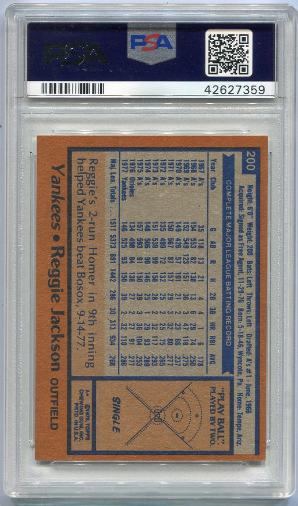 Reggie Jackson 1978 Topps Autographed Card #200 PSA/DNA Certified