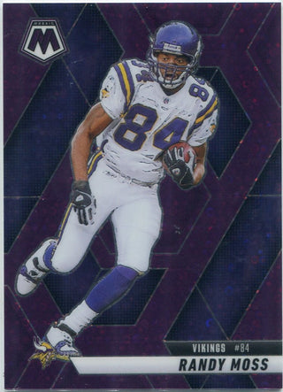 Randy Moss 2025 Panini Mosaic No Huddle Purple Prizm Card #134 1/50