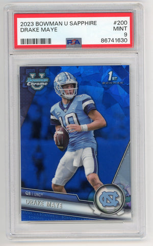 Drake Maye 2023 Bowman U Sapphire #200 PSA 9