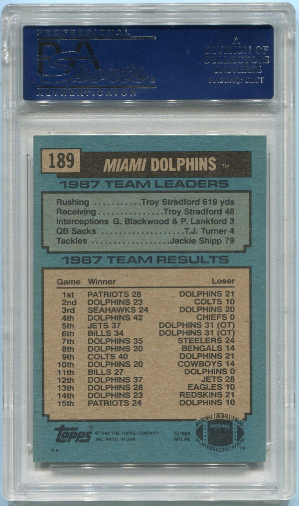 Dan Marino 1988 Topps Team Leader Autographed Card #189 PSA/DNA Certified