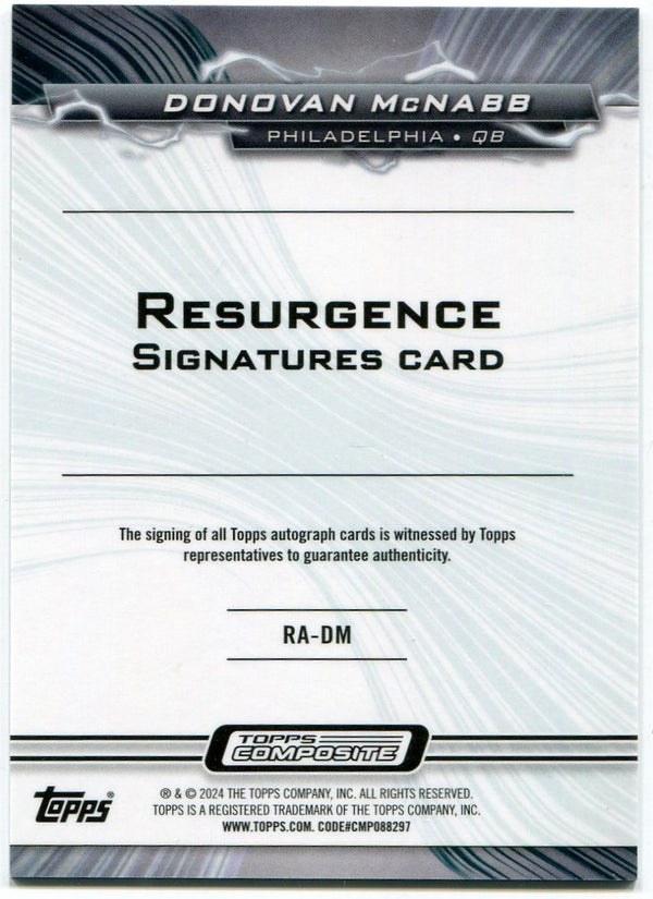 Donovan McNabb 2023 Topps Composite Autographed Green Holo Resurgence Card 8/175