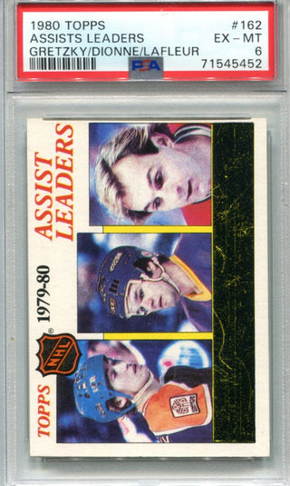 1980 Topps Assists Leaders Gretzky/Dionne/Lafleur PSA 6 Card