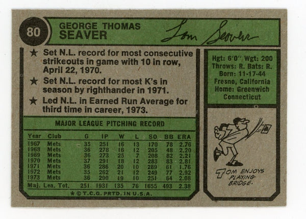 Tom Seaver Topps #80 Card