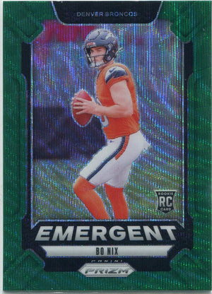 Bo Nix 2024 Panini Prizm Emergent Green Wave Prizm RC #3