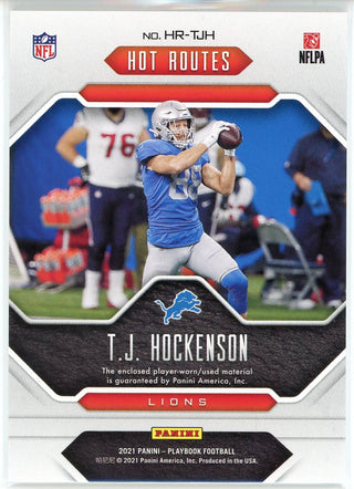 TJ Hockenson 2021 Panini Playbook Hot Routes Jersey Card #HR-TJH