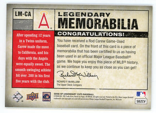Rod Carew 2008 Upper Deck Green Legendary Memorabilia #LM-CA