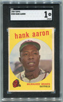 Hank Aaron 1959 Topps Card #380 SGC Graded 1