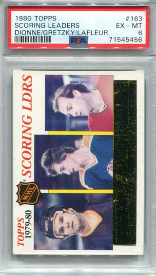 1980 Topps Scoring Leaders Dionne/Gretzky/Lafleur #163 PSA 6 Card