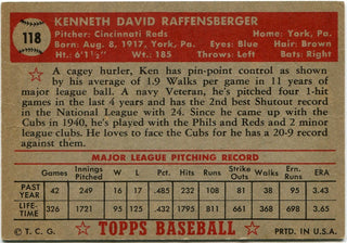 Ken Raffensberger 1952 Topps Card #118