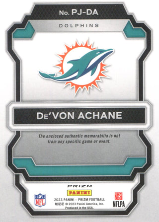 De'Von Achane 2023 Panini Prizm Memorabilia Rookie Card