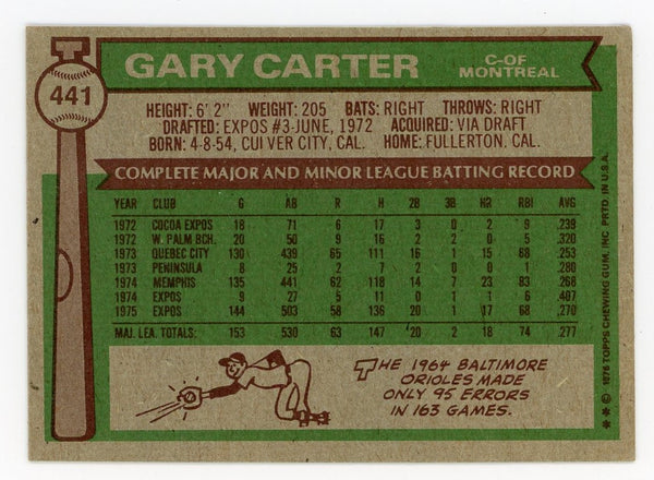 Gary Carter 1976 Topps All-Star Rookie #441 Card