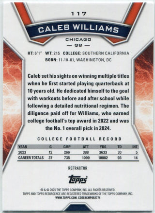 Caleb Williams 2025 Topps Resurgence Refractor RC #117