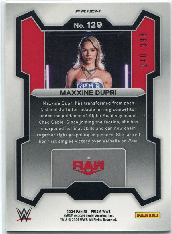 Maxxine Dupri 2024 Panini Prizm WWE Red Pulsar Prizm Card #129 240/399