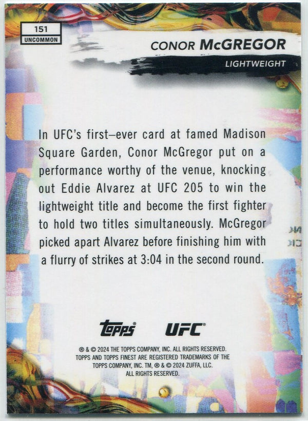 Conor McGregor 2024 Topps Finest Uncommon Blue Refractor Card #151 63/175
