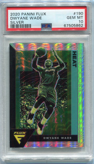 Dwyane Wade 2020 - 2021 Panini Flux Silver Prizm Card #190 PSA Graded 10