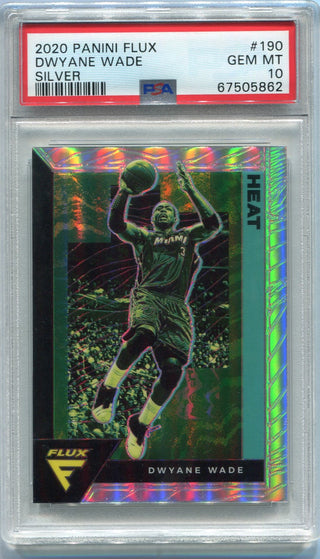 Dwyane Wade 2020 - 2021 Panini Flux Silver Prizm Card #190 PSA Graded 10
