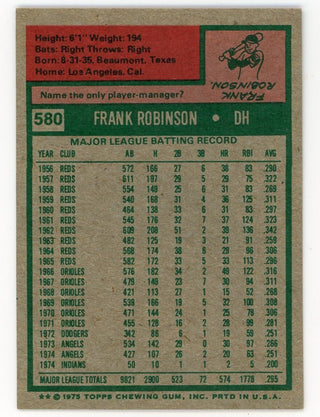 Frank Robinson 1975 Topps #580 Mini Card
