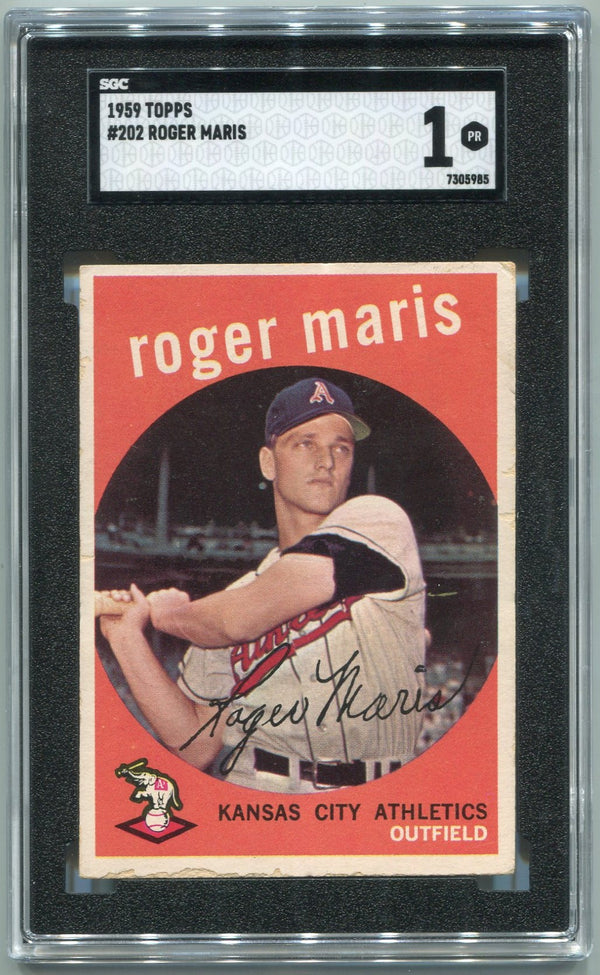 Roger Maris 1959 Topps #202 SGC Graded 1