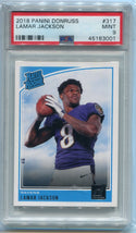 Lamar Jackson 2018 Panini Donruss Rated Rookie RC #317 PSA Graded 9