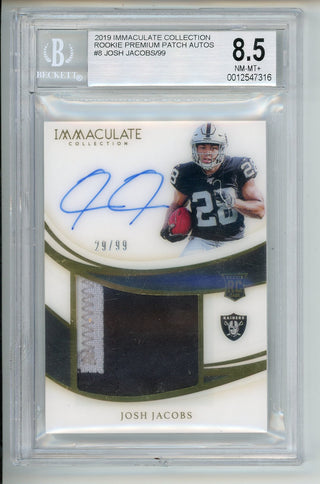 Josh Jacobs Autographed 2019 Panini Immaculate Patch Relic Rookie Card #PP-JJA