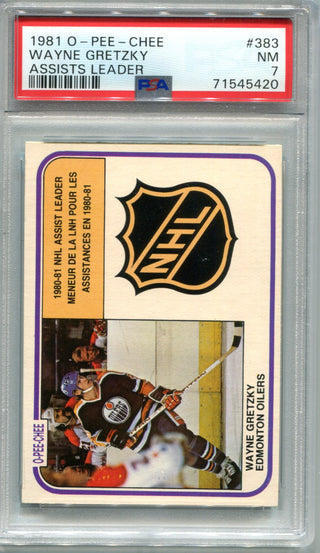 Wayne Gretzky 1981 O-Pee-Chee Assist Leader #383 PSA 7 Card