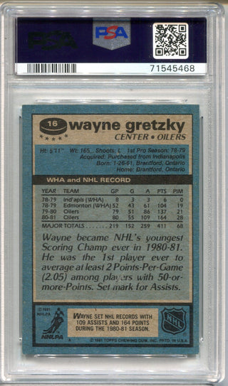 Wayne Gretzky 1981 Topps #16 PSA NM 7 Card