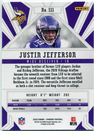 Justin Jefferson 2020 Panini Phoenix Fire Burst Parallel RC #111