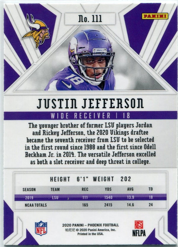Justin Jefferson 2020 Panini Phoenix Fire Burst Parallel RC #111