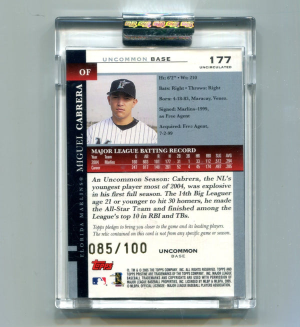 Miguel Cabrera 2005 Topps Uncommon Base #177 085/100 Card