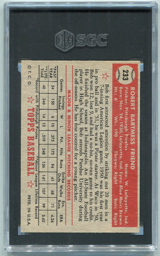 Bob Friend 1952 Topps Card #233 SGC Graded 4.5