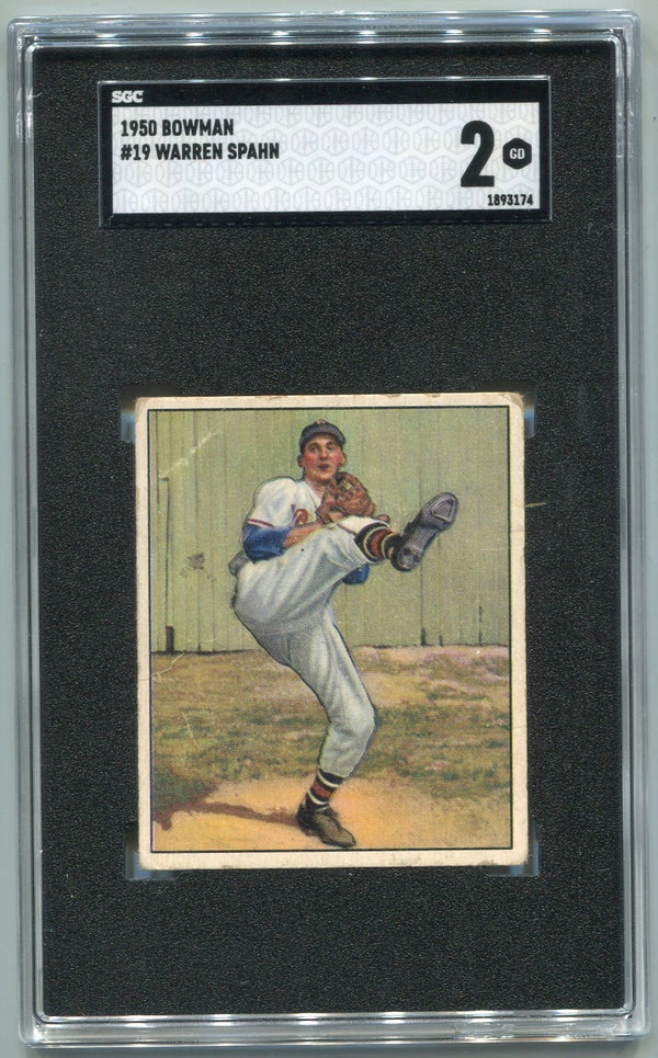 Warren Spahn 1950 Topps Card #19 SGC Graded 2