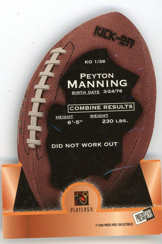 Peyton Manning 1998 Press Pass Kick-Off #1/36 Card