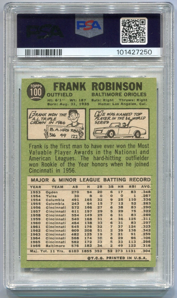 Frank Robinson 1967 Topps Card #100 PSA Graded 4