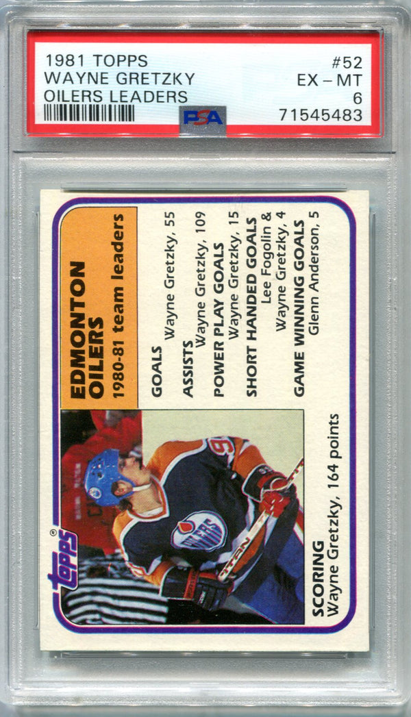 Wayne Gretzky 1981 O-Pee-Chee Oilers Leaders Topps #126 PSA  EX-MT 6 Card