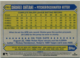 Shohei Ohtani 2022 Topps Chrome 35th Anniversary Refractor Card #87BC-2