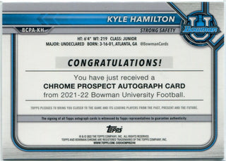 Kyle Hamilton 2021 - 2022 Bowman Chrome U Autographed RC #BCPA-KH