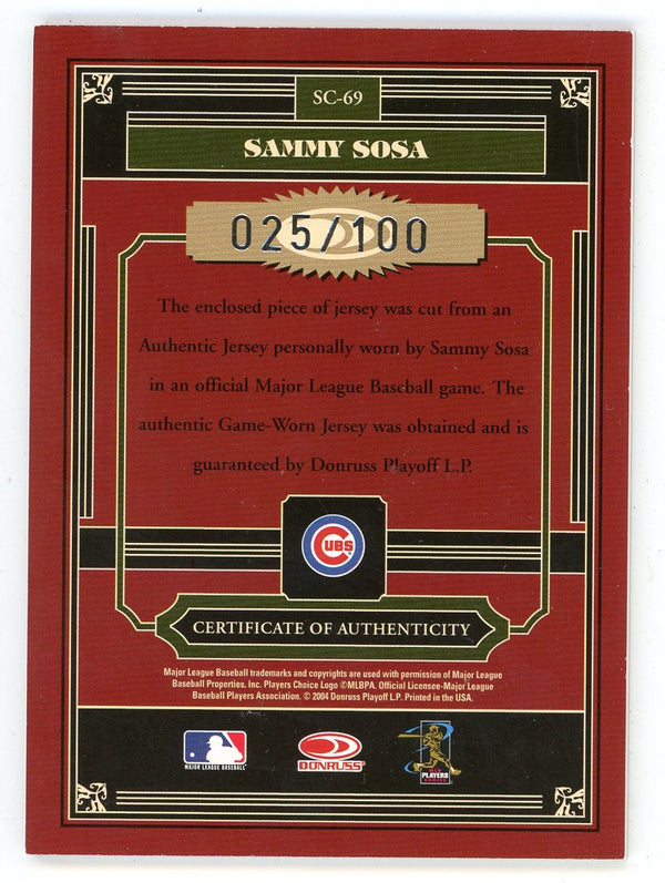 Sammy Sosa 2004 Donruss Timeless Treasures Patch Relic #SC-69