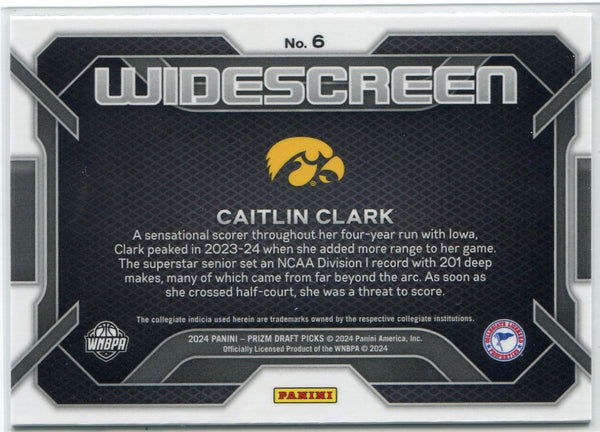 Caitlin Clark 2024 Panini Prizm Draft Picks Widescreen RC  #6